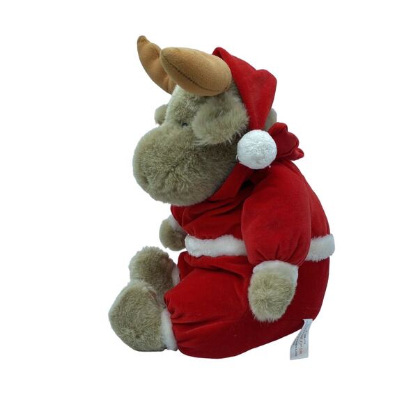 Vtg 16" Prestige REINDEER IN SANTA SUIT Tan Plush Stuffed Animal 1988 Moose - Picture 4 of 6